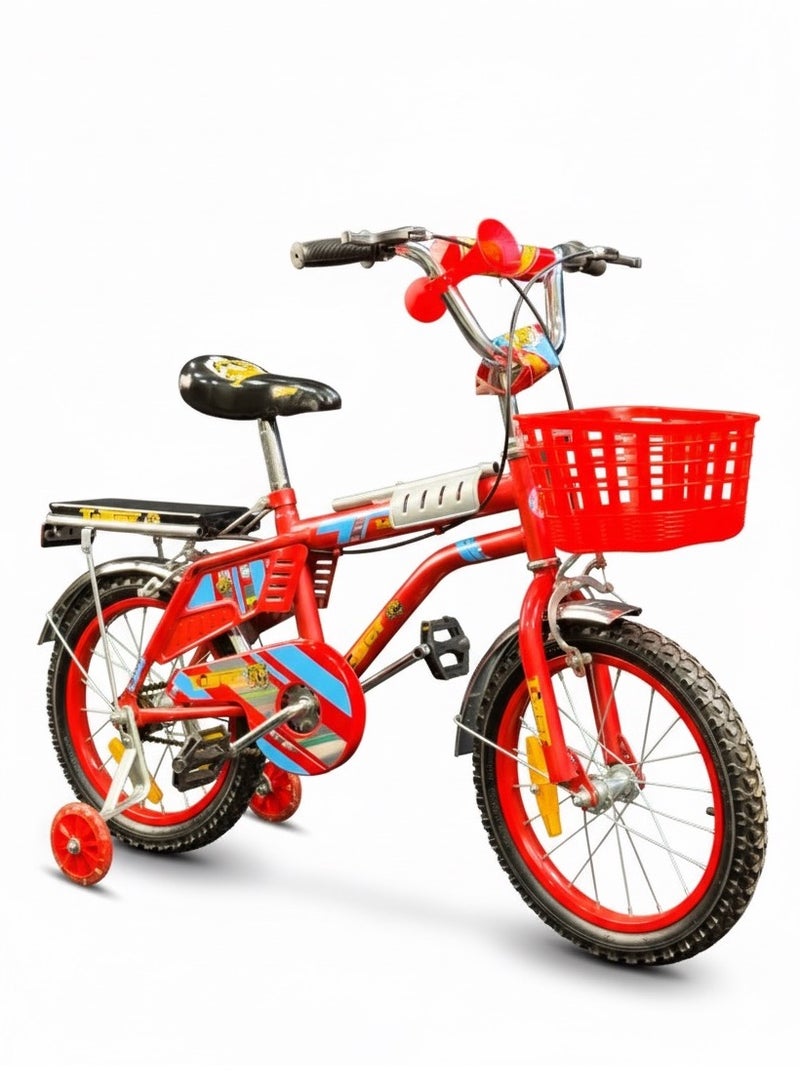 TIGER Kids Bike 16 Inch with Front Basket & Back Seat – For Children 4 to 7 Years - Image 1