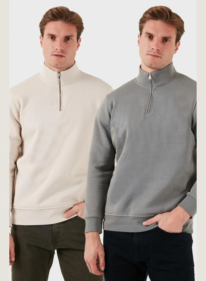 Buratti Buratti Cotton Regular Fit Stand-Up Collar 2-Pack Men's Sweatshirt 59052592S2