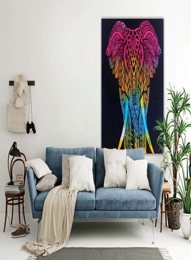 Doraya Psychedelic Elephant Front Tie Dye Mandala Tapestry Hippie Hippy Celestial Wall Hanging Indian Bohemian Tapestries (Multicolour 1, Twin (54x84 Inches)) - Image 3