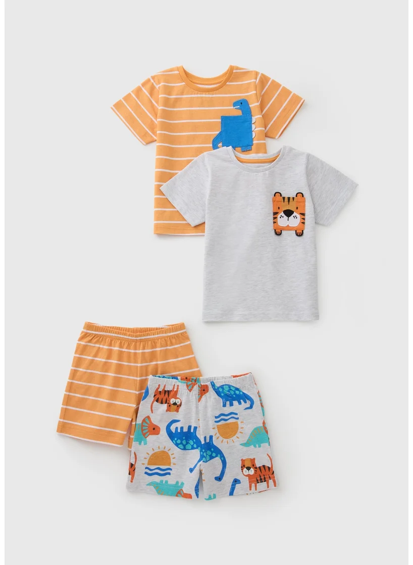 Matalan Boys 2 Pack Dino Tiger Pyjama Sets