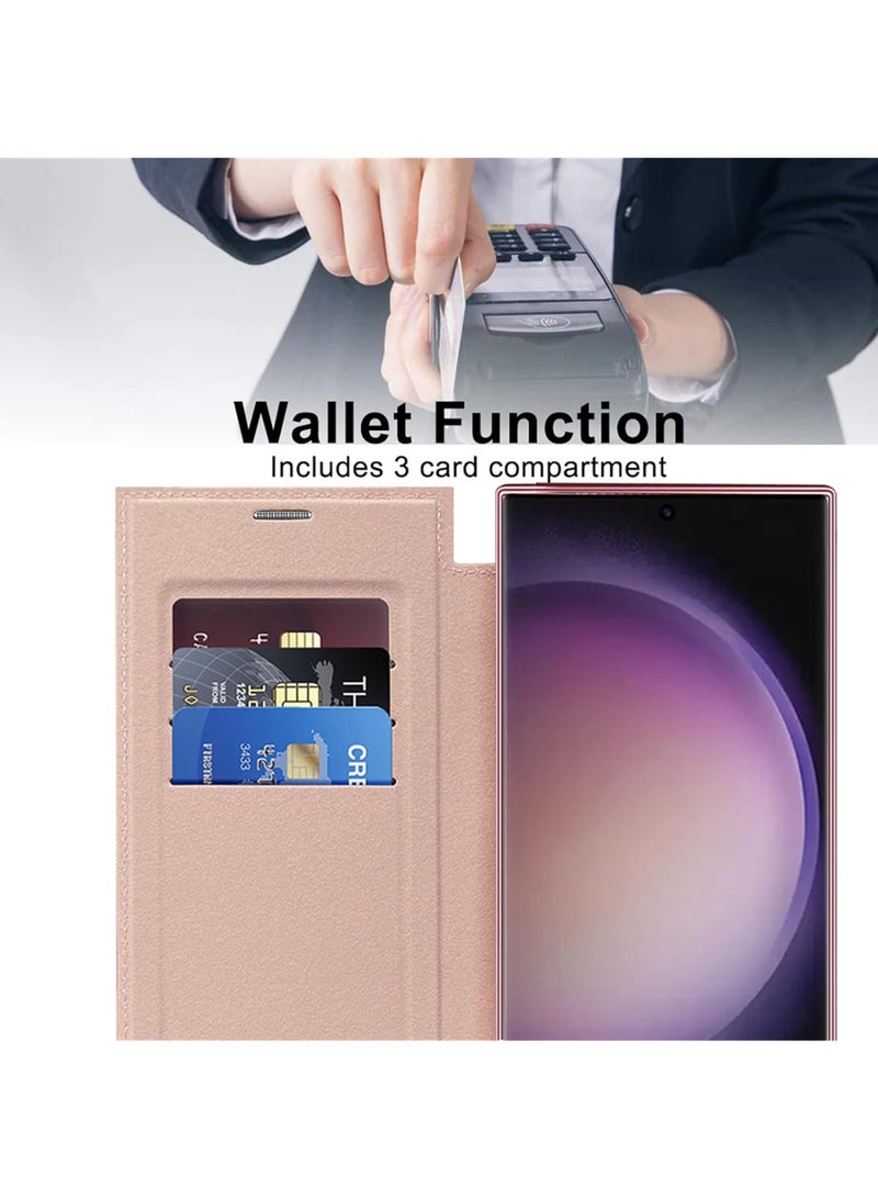 Rock Pow Leather Flip Case for Samsung 2024, Personalized Texture Leather Flip Phone Case, Flip Leather Case for Samsung with Credit Card Holder Green-Dark Blue ||S24ULTRA - Image 5