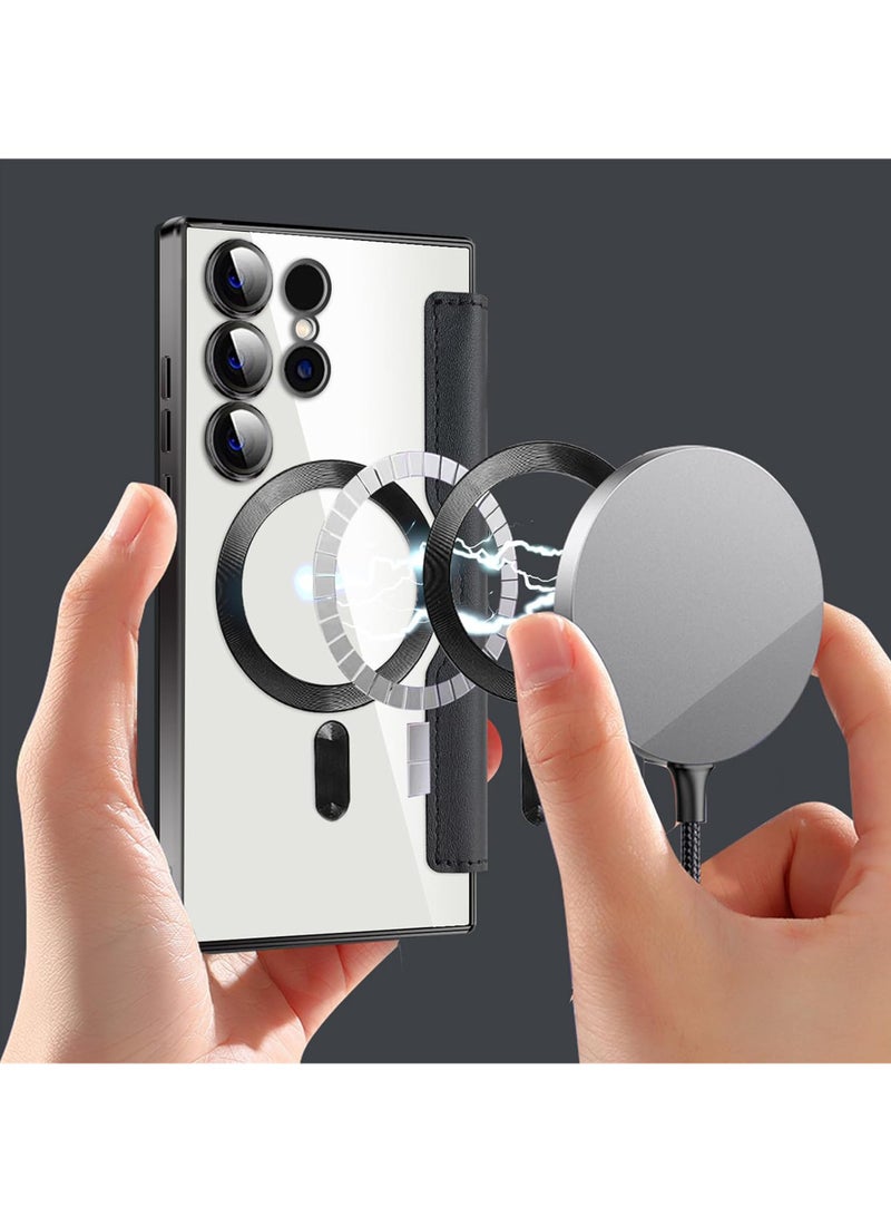 Rock Pow Leather Flip Case for Samsung 2024, Personalized Texture Leather Flip Phone Case, Flip Leather Case for Samsung with Credit Card Holder Green-Dark Blue ||S24ULTRA - Image 2