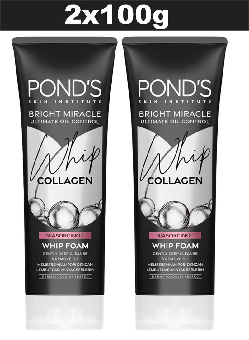 Pond's Bright Miracle Ultimate Oil Control Whip Collagen Facial Foam 100g x 2 - Image 1