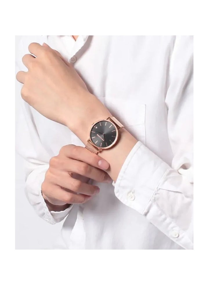 COACH Charles Black Dial Rose Gold Mesh Bracelet Watch for Men - 14602552 - Image 5