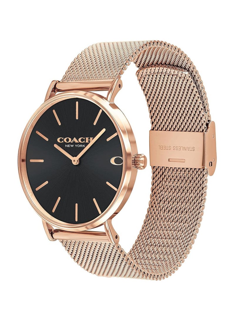 COACH Charles Black Dial Rose Gold Mesh Bracelet Watch for Men - 14602552 - Image 2