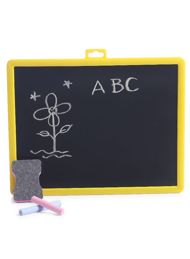PlayNation Play Nation 2-in-1 Multipurpose Double-Sided Magnet & Chalk Board, Educational, Lightweight, Smooth Edges, 2 Years+, L 28.5 x B 23.5 x H 1 cm, Multicolor - Pack of 36 Alphabets and Numblers + 4 Accessories - Image 2