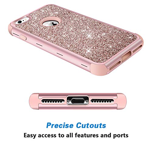 Hython Designed for iPhone 8, iPhone 7 Case, Heavy Duty Full-Body Defender Protective Case Bling Glitter Sparkle Hard Shell Hybrid Shockproof Rubber Bumper Cover, Rose Gold - Image 4