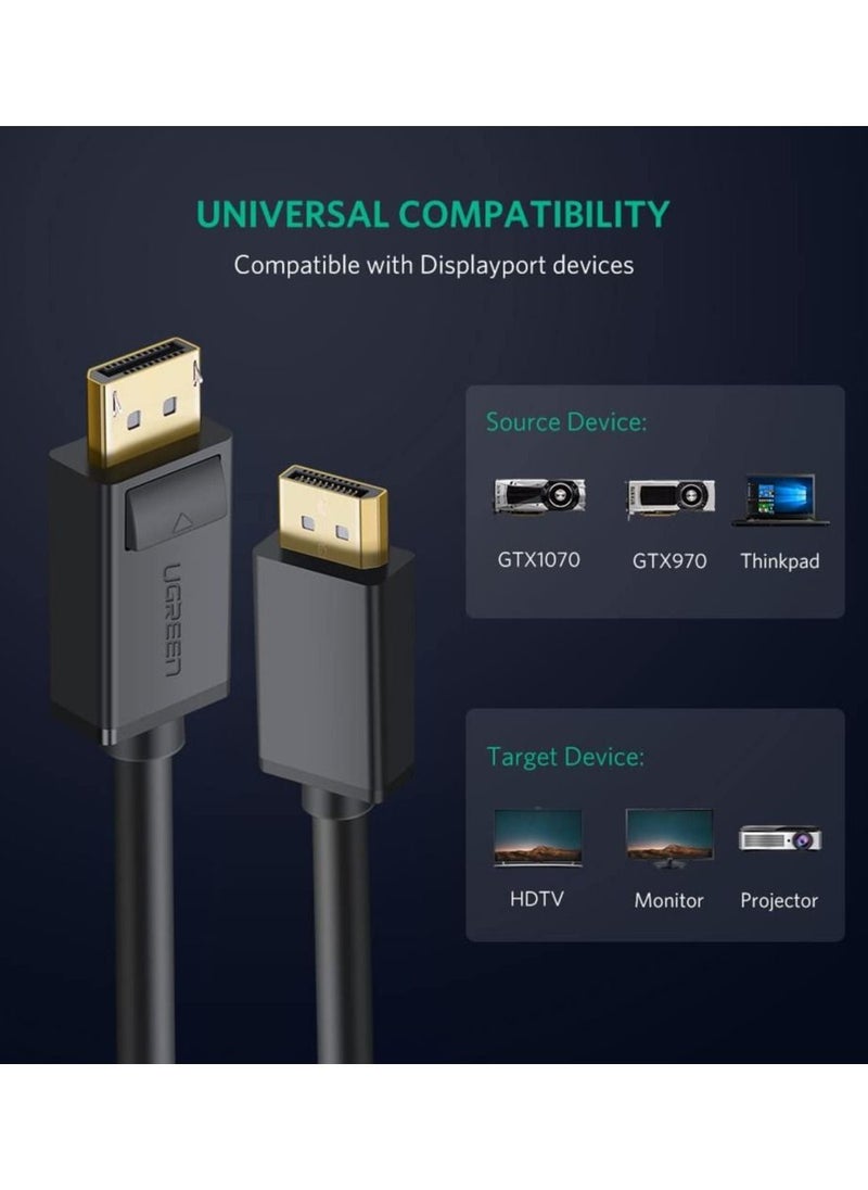 UGREEN DP to DP Cable 4K 60Hz UHD DisplayPort Male to Male Monitor Video Cable Compatible with 1080P Full HD for PC Host,HP Laptop,Graphics Card and All Your DP Enabled Devices -DP 1.2 Version-1Meter