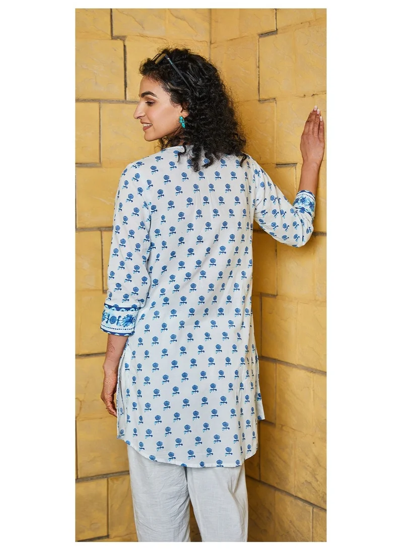 Biba  White Cotton Straight Kurti for Women | Best Price UAE