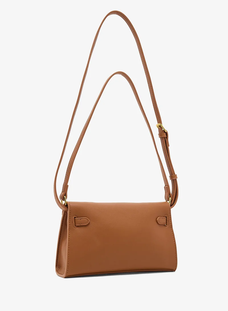 ELLA Gold Accent  Structured Buckle Detailed Crossbody