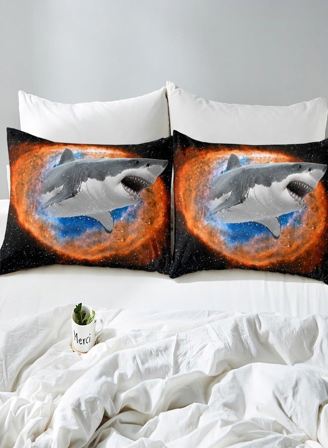 Castle Fairy Ocean Animal Duvet Cover, 3D Shark Opening Mouth Comforter for Teens & Adults, Magical Fire Nebula Soft Bedspread, Starry Night Space Quilt Cover, King Size - Image 4