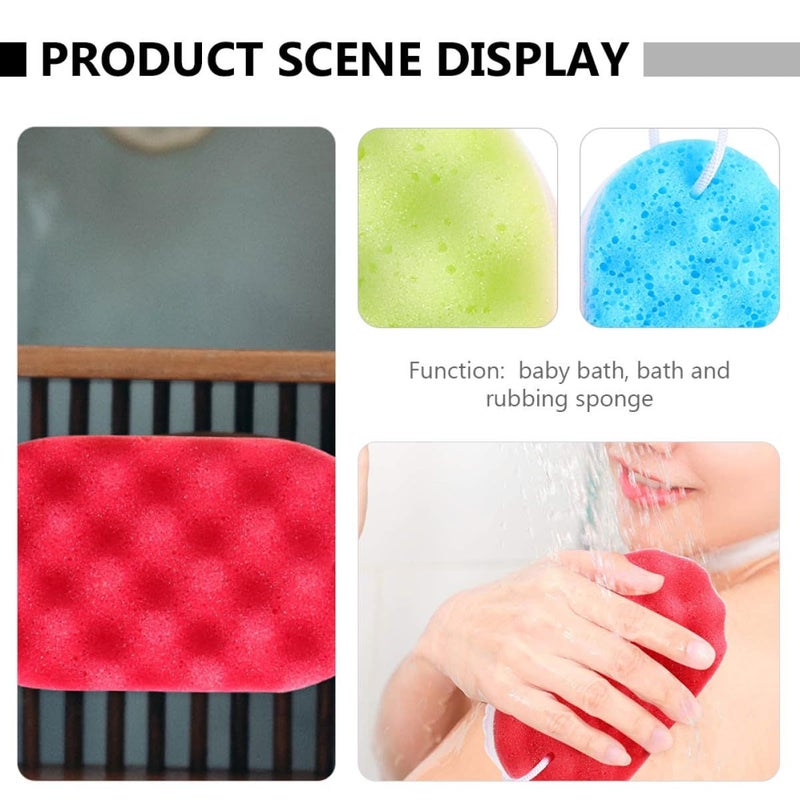 3-Layer Textured Bath Sponge Pouf Scrubber Set for Adults 6 Colors - Image 4