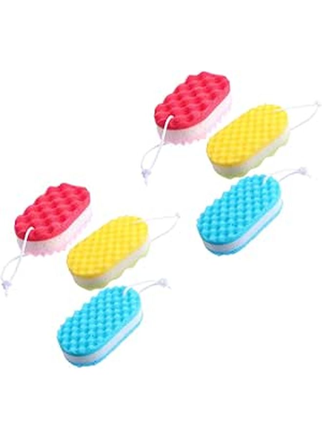 3-Layer Textured Bath Sponge Pouf Scrubber Set for Adults 6 Colors - Image 1