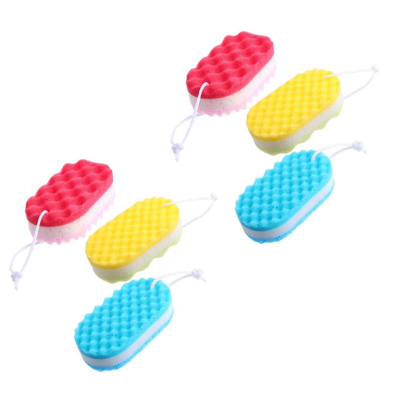 3-Layer Textured Bath Sponge Pouf Scrubber Set for Adults 6 Colors - Image 2
