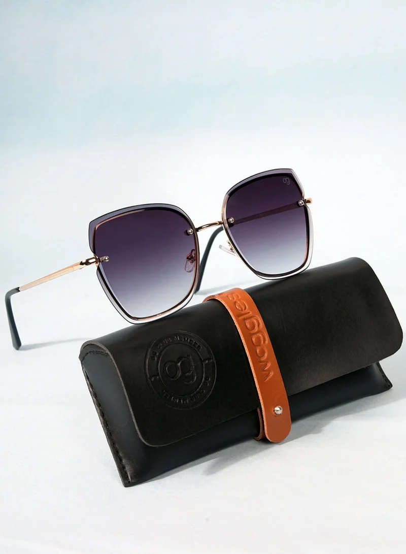 Woggles Latest &amp; Stylish UV Protected Black Cateye Rimless Sunglasses for Women