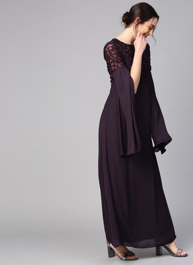 Athena فستان ماكسي موحد باللون الأرجواني للنساء - Image 4