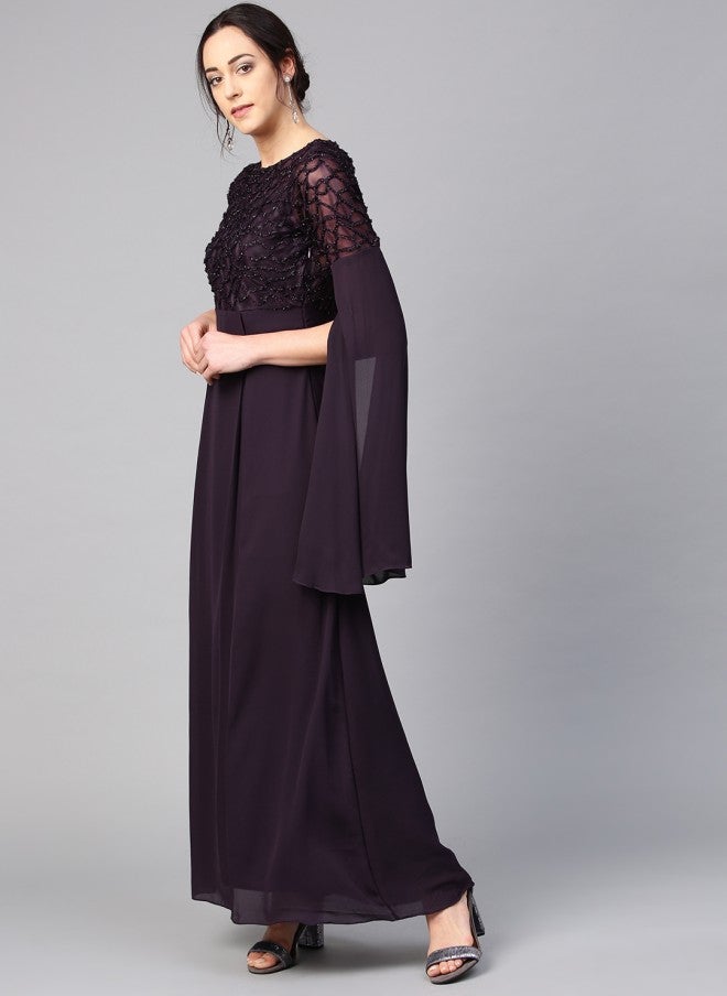 Athena فستان ماكسي موحد باللون الأرجواني للنساء - Image 3
