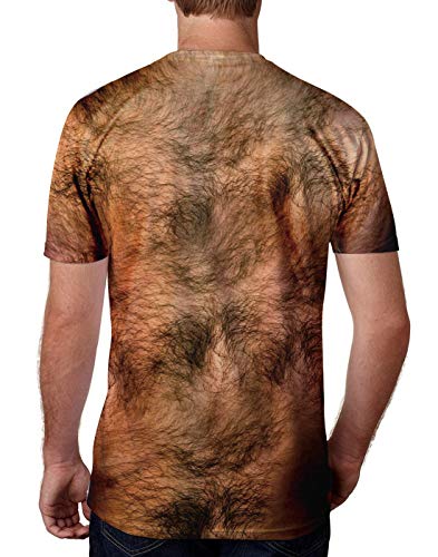 uideazone Couples Funny Chest Hairy Printed T-Shirt for Men Casual Short Sleeve Graphic Tees Summer Top - Image 2