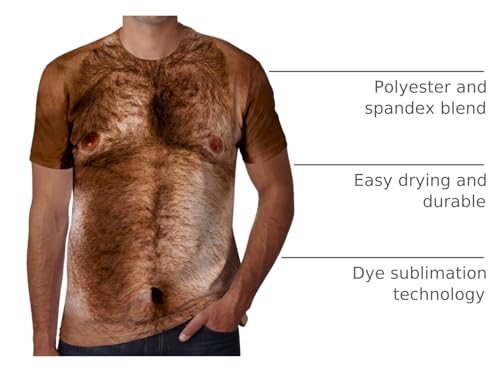 uideazone Couples Funny Chest Hairy Printed T-Shirt for Men Casual Short Sleeve Graphic Tees Summer Top - Image 4