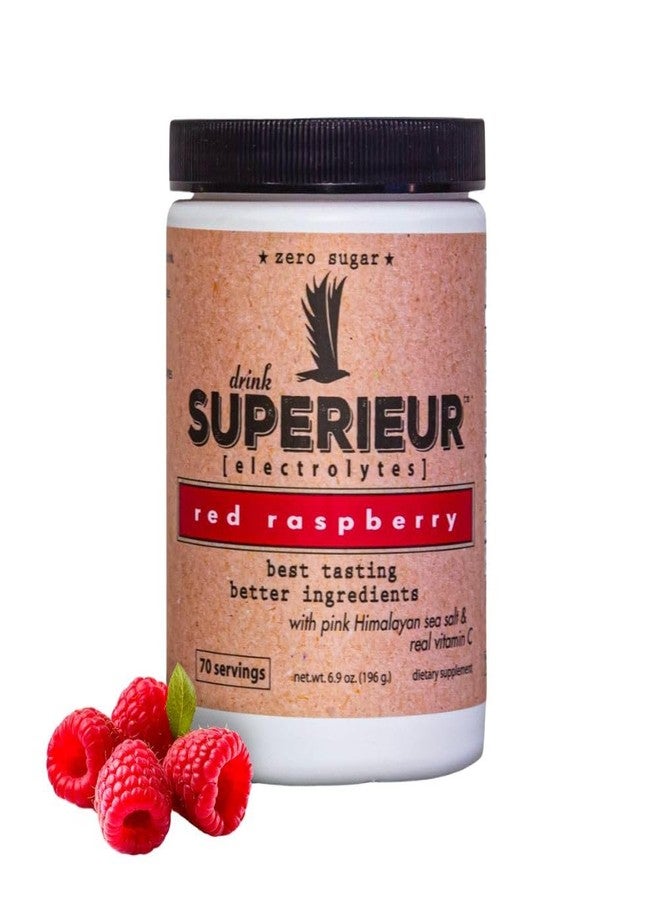 Superieur Electrolytes – Plant Based Electrolyte Supplement w/Sea Minerals for Hydration & Recovery – Keto Friendly, Non-GMO, Zero Sugar, Vegan Healthy Sports Drink Powder – Raspberry (70 Servings) - Image 1