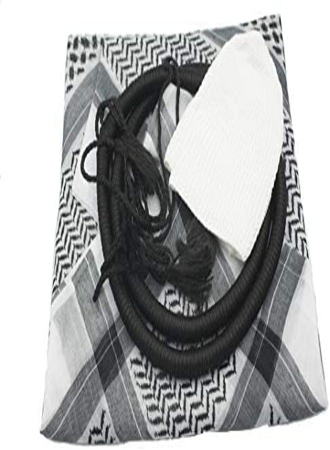 طقم شماغ وعقال عربي تقليدي للرجال، طقم غطاء رأس للثوب أو الكندورة، طقم من 3 قطع - Image 2