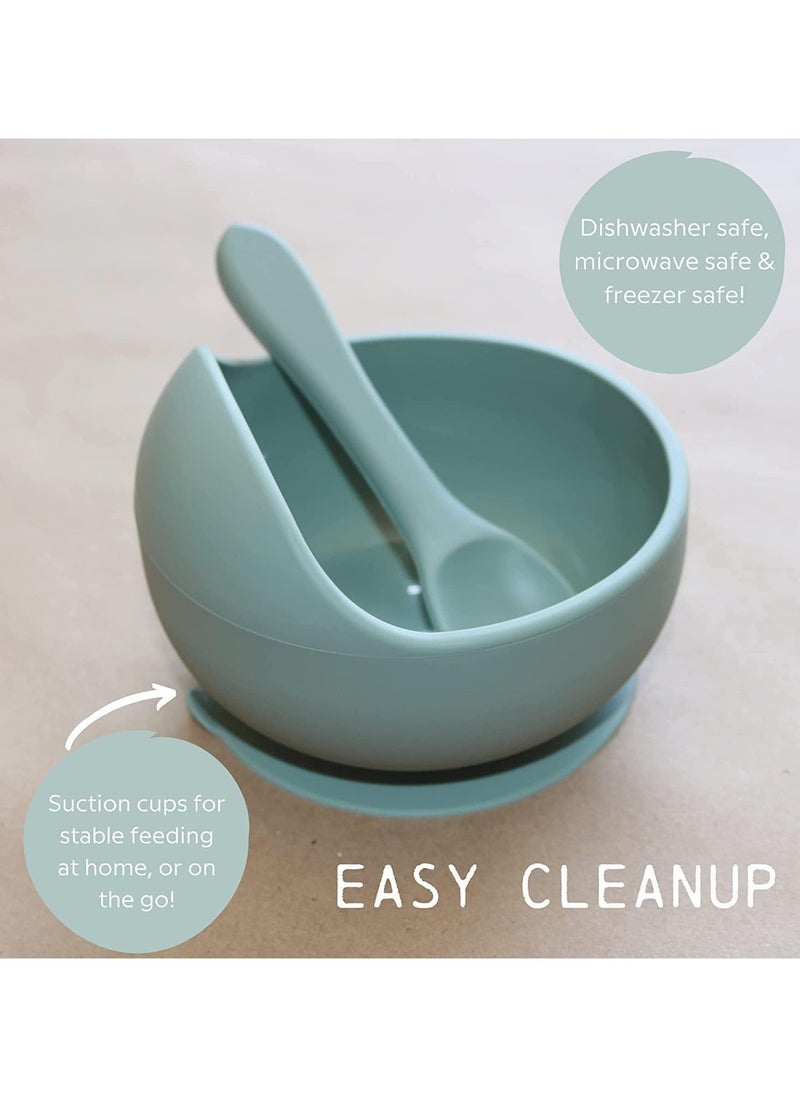 Manvik Baby Feeding Set, 7 Piece Silicone Set for Self Feeding, Learning & Fine Motor Skills Soft, Easy to Grip, Bib, Bowl, Plate, Mini Utensils, Spoon & Cup  - Image 5