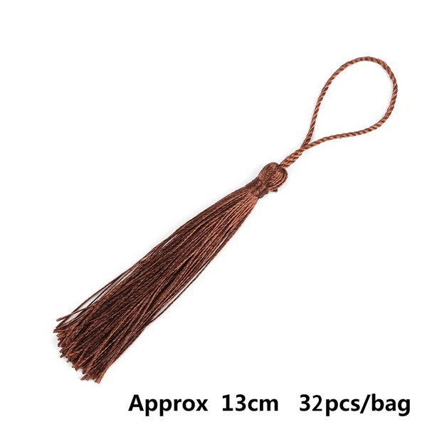 Polyester silk tassel hanging ring small tassel high-grade ice silk tassel pendant earrings accessories diy jewelry accessories Medium brown 32/bag