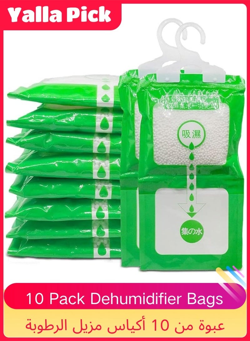 Yalla Pick 10 Pcs Hanging Dehumidifier Bags, Calcium Chloride Moisture Absorber with Hook, Odorless Damp Rid for Closet Bedroom Kitchen Bathroom - Image 1