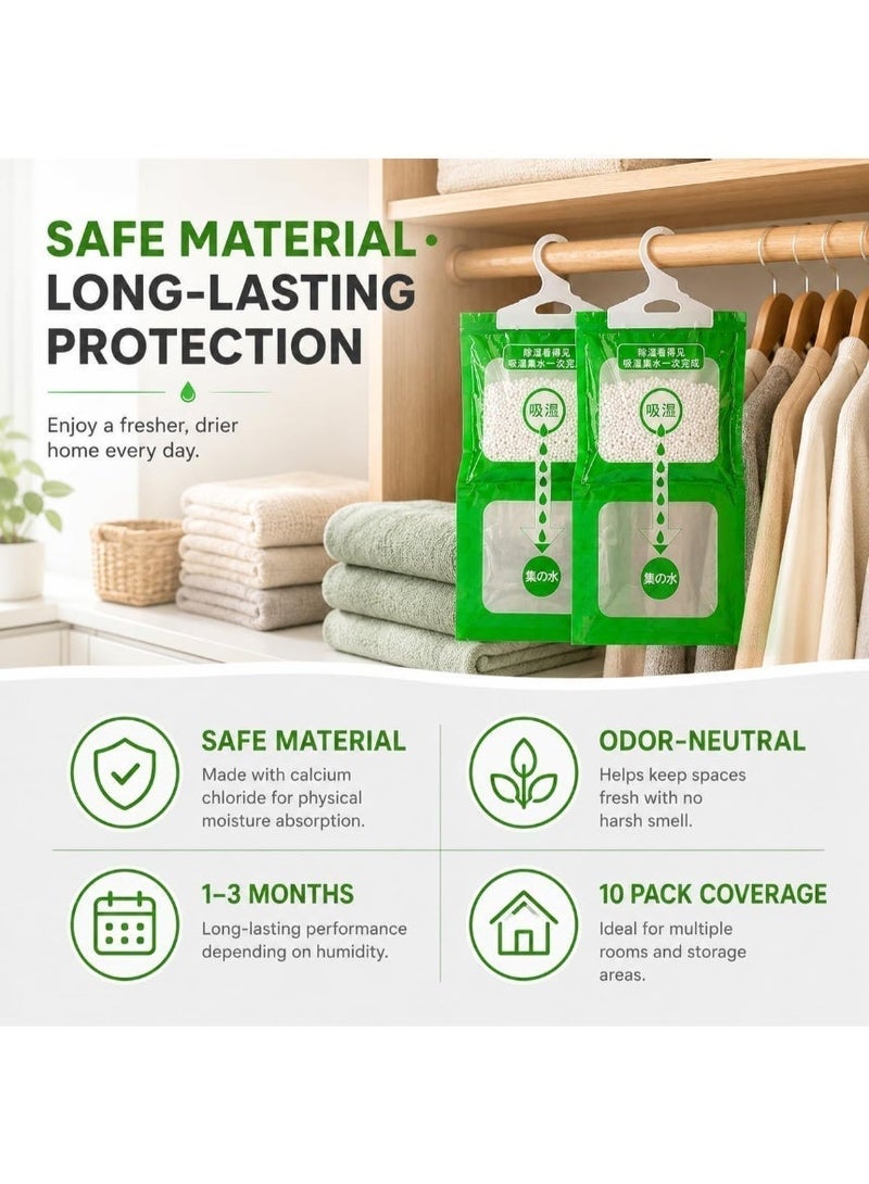 Yalla Pick 10 Pcs Hanging Dehumidifier Bags, Calcium Chloride Moisture Absorber with Hook, Odorless Damp Rid for Closet Bedroom Kitchen Bathroom - Image 4