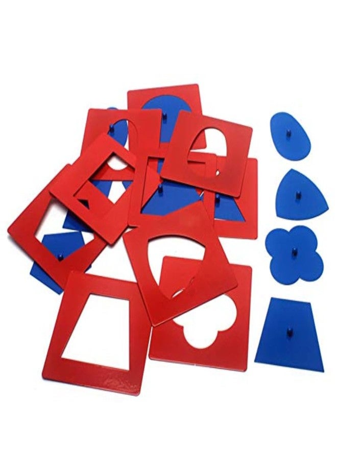 Gudong Montessori Professional Quality Metal Insets Set/10 Baby Early Childhood Education Preschool Geometrical Shapes Learning Toys Blue - Image 3