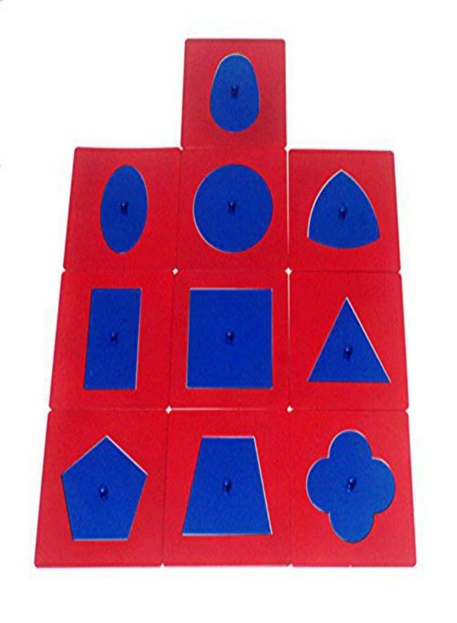 Gudong Montessori Professional Quality Metal Insets Set/10 Baby Early Childhood Education Preschool Geometrical Shapes Learning Toys Blue - Image 1