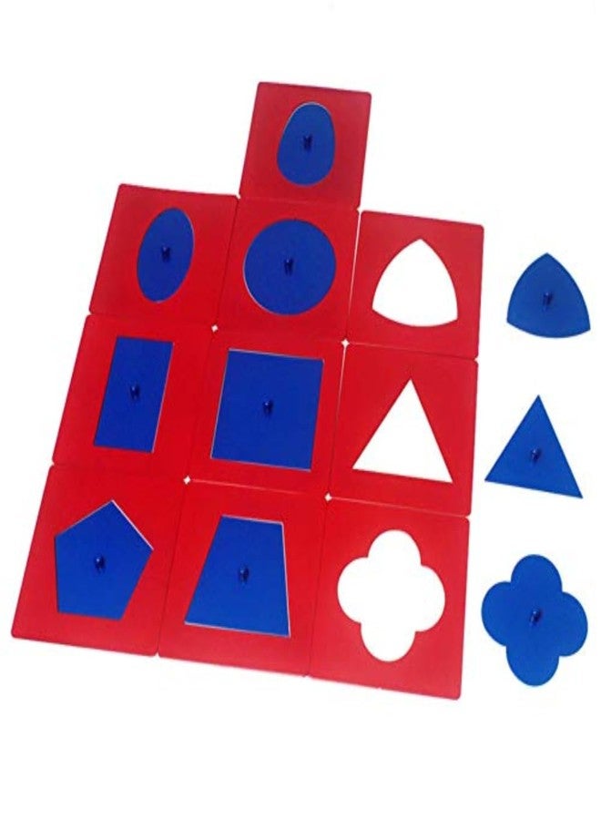 Gudong Montessori Professional Quality Metal Insets Set/10 Baby Early Childhood Education Preschool Geometrical Shapes Learning Toys Blue - Image 2