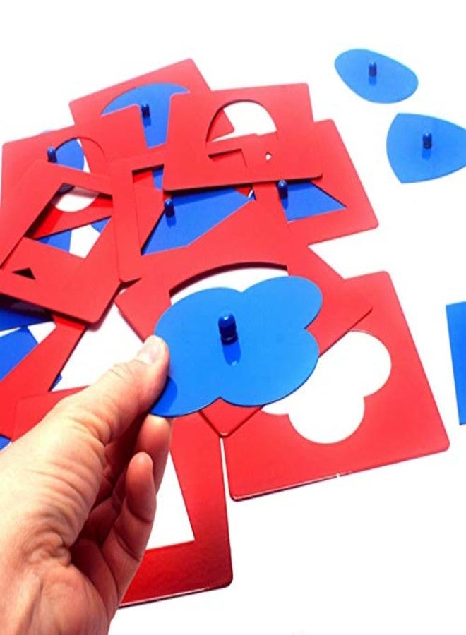Gudong Montessori Professional Quality Metal Insets Set/10 Baby Early Childhood Education Preschool Geometrical Shapes Learning Toys Blue - Image 4