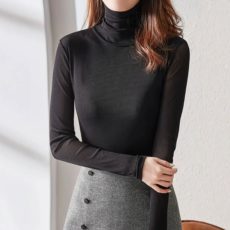 Mock Neck Slim Fit Long Sleeve T-Shirt - Image 2