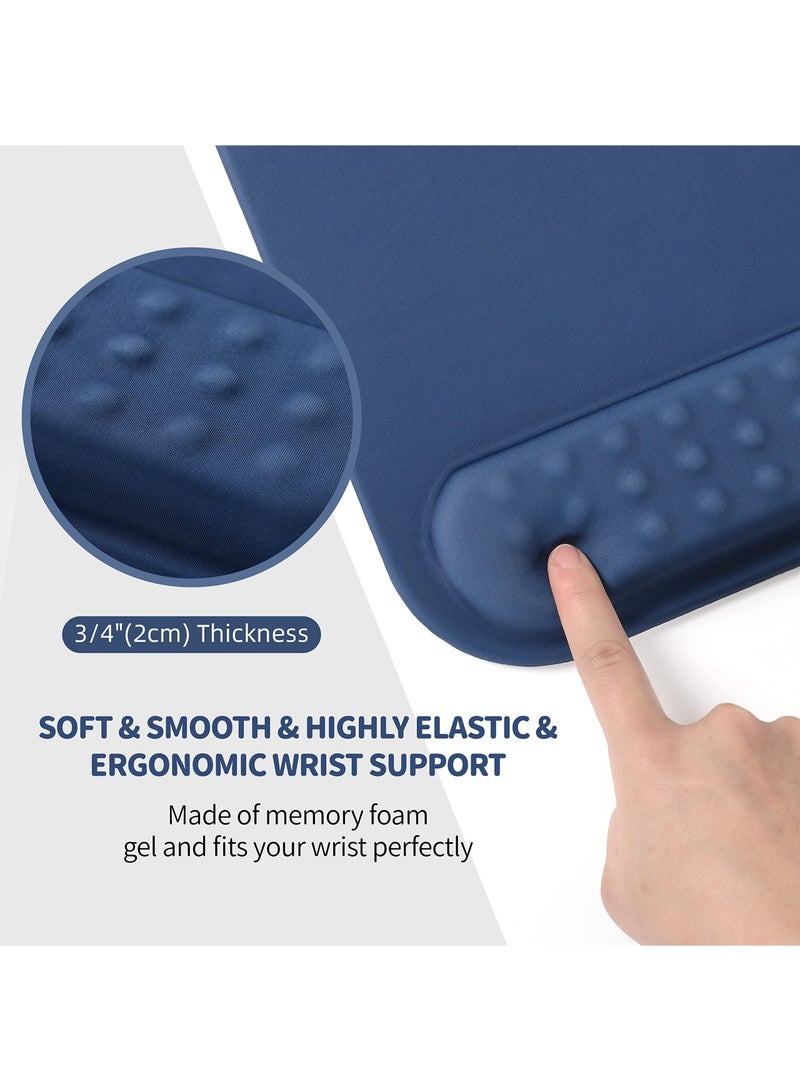 Superfine Fiber Soft Memory Foam Ergonomic Mouse Pad with Wrist Rest Support, Comfortable Large Mousepad with Non-Slip Base for Computer, Gaming, Office, Etc (Navy Blue) - Image 4