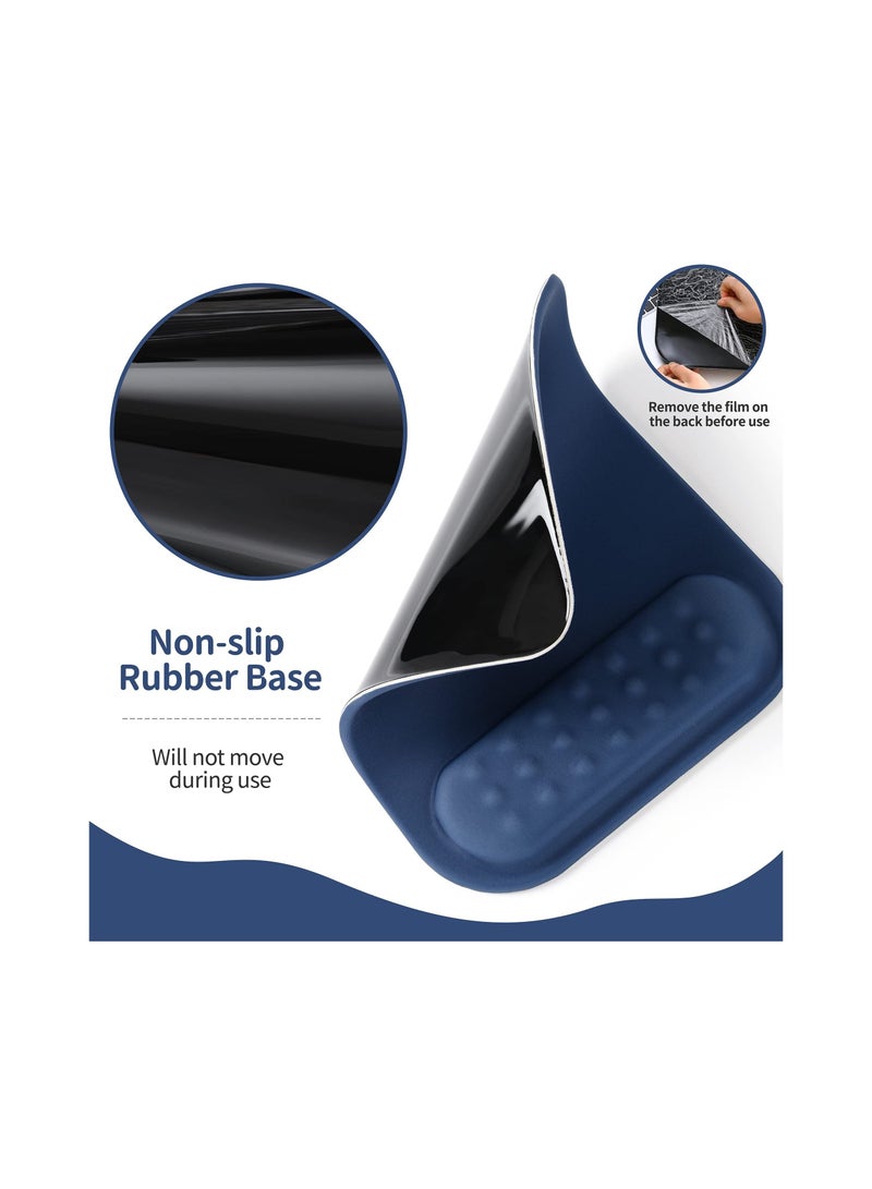 Superfine Fiber Soft Memory Foam Ergonomic Mouse Pad with Wrist Rest Support, Comfortable Large Mousepad with Non-Slip Base for Computer, Gaming, Office, Etc (Navy Blue) - Image 5