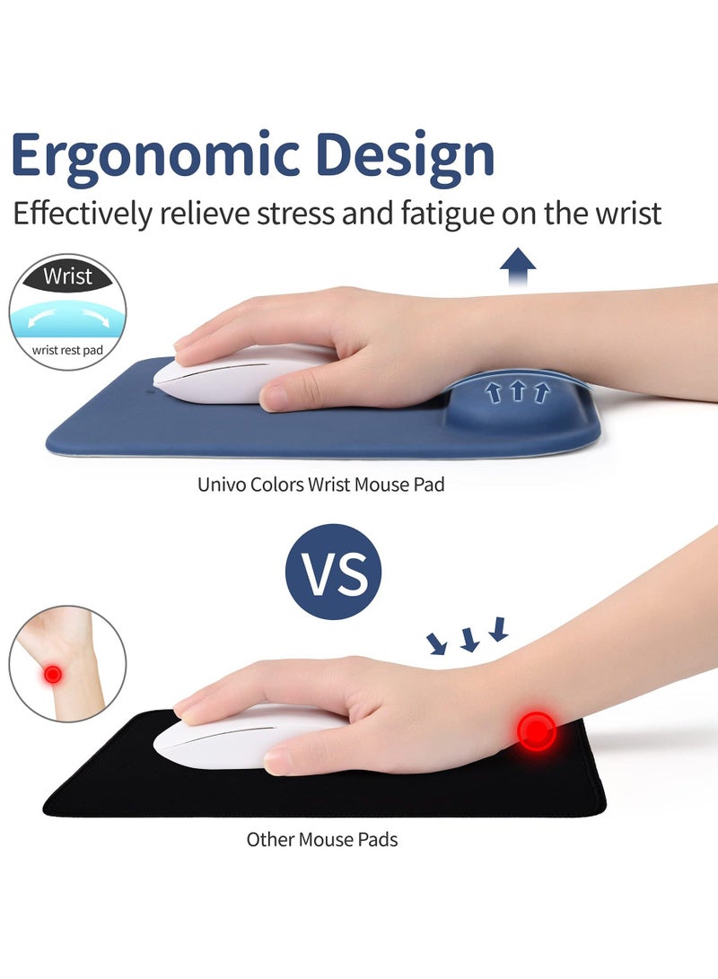 Superfine Fiber Soft Memory Foam Ergonomic Mouse Pad with Wrist Rest Support, Comfortable Large Mousepad with Non-Slip Base for Computer, Gaming, Office, Etc (Navy Blue) - Image 3