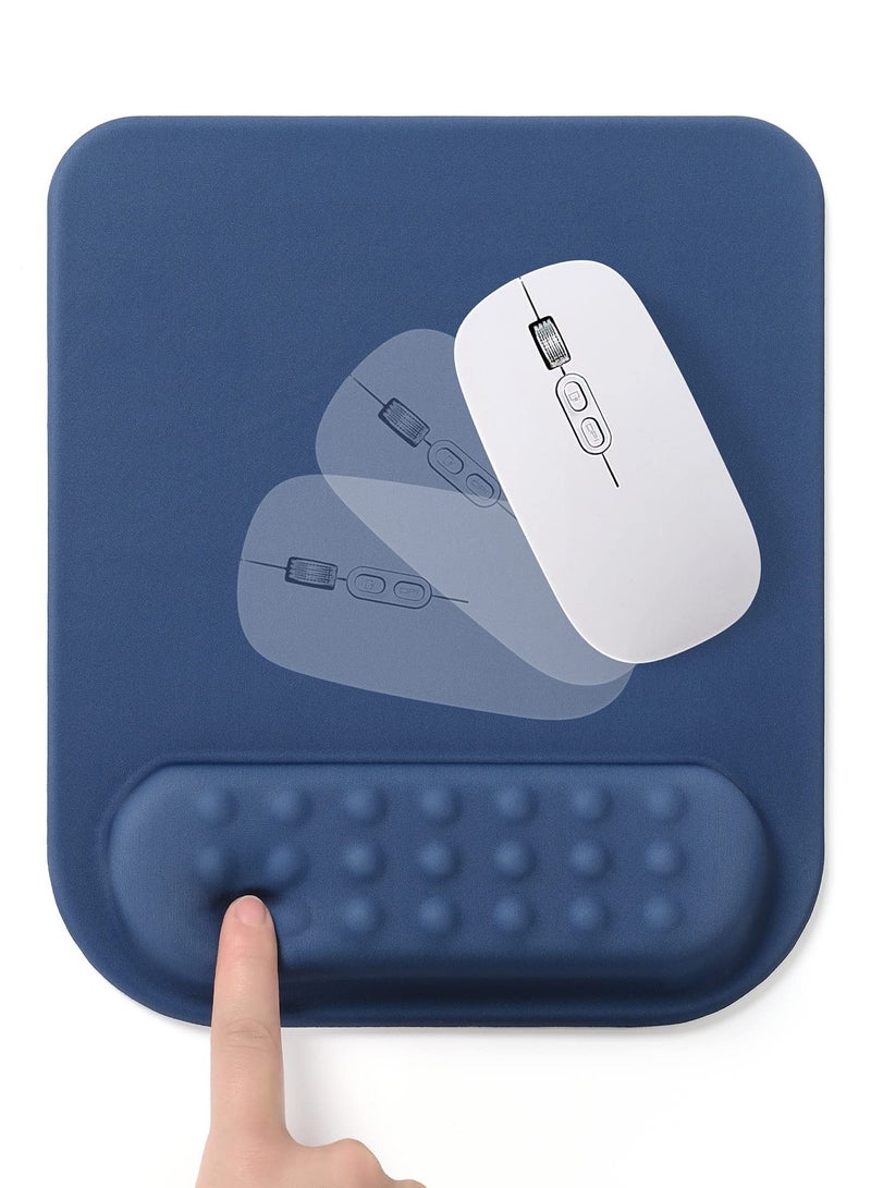 Superfine Fiber Soft Memory Foam Ergonomic Mouse Pad with Wrist Rest Support, Comfortable Large Mousepad with Non-Slip Base for Computer, Gaming, Office, Etc (Navy Blue) - Image 1