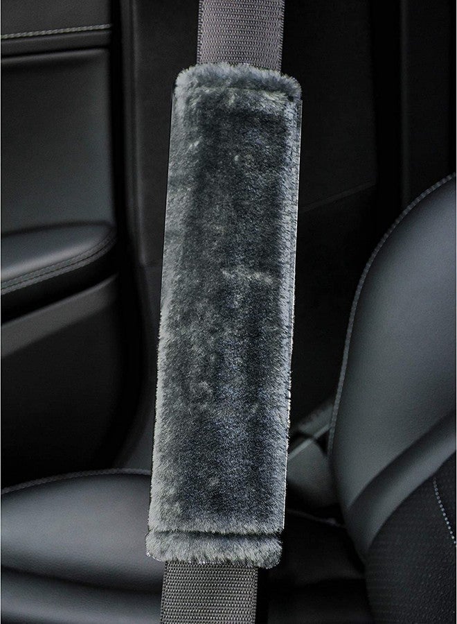 Hidak Soft Faux Sheepskin Seat Belt Shoulder Pad for a More Comfortable Driving, Compatible with Adults Youth Kids - Car, Truck, SUV, Airplane,Camera Backpack Straps (Gray) (2) - Image 2