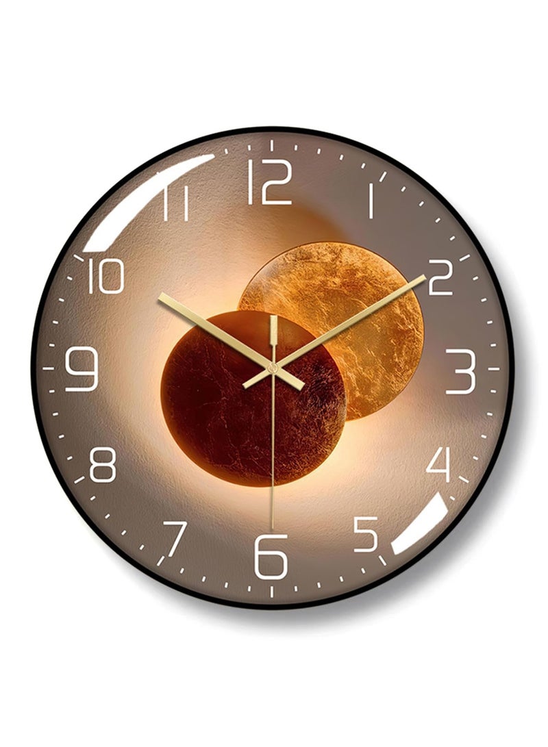 Bukela Wall Clock Narrow Frame Tempered Glass Cover Mute Movement Metal Pointers Simple Style - Image 1