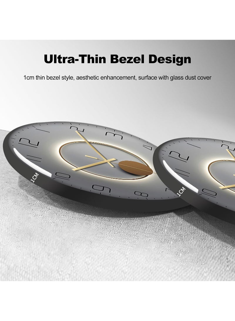 Bukela Wall Clock Narrow Frame Tempered Glass Cover Mute Movement Metal Pointers Simple Style - Image 2