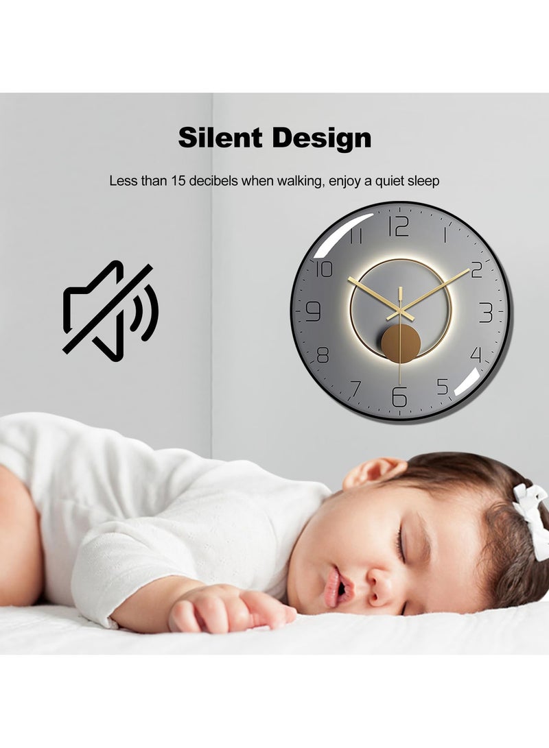 Bukela Wall Clock Narrow Frame Tempered Glass Cover Mute Movement Metal Pointers Simple Style - Image 3