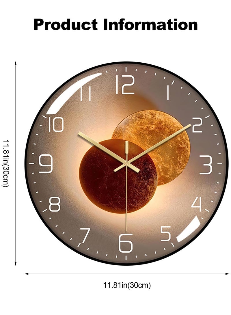 Bukela Wall Clock Narrow Frame Tempered Glass Cover Mute Movement Metal Pointers Simple Style - Image 4