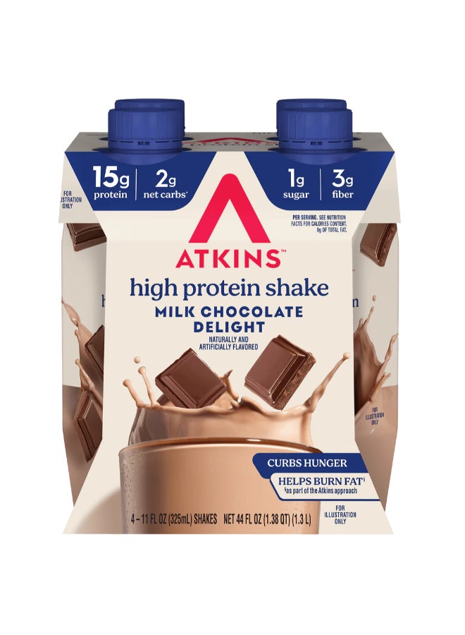 Atkins Protein-Rich Shake Milk Chocolate Delight 4 Shakes 11 fl oz (325 ml) Each - Image 3