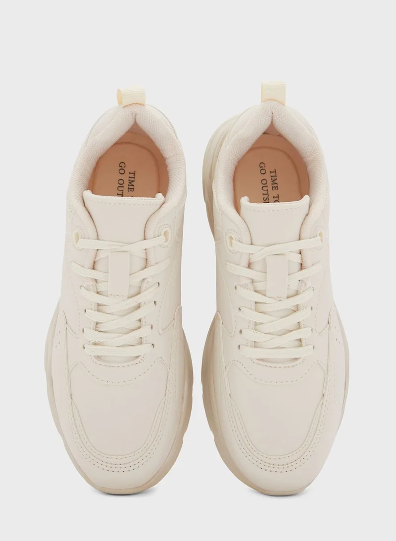 DeFacto Woman Lace-Up Leather Sneaker