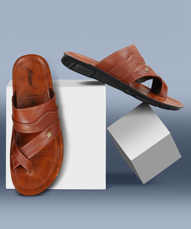 PARAGON Men's Slip On Tan Sandals | Trendy Casual Slip-on Sandals with Cushioned Footbed, and Durable Construction | Perfect for Everyday Casual Wear(UK: 6) - Image 2