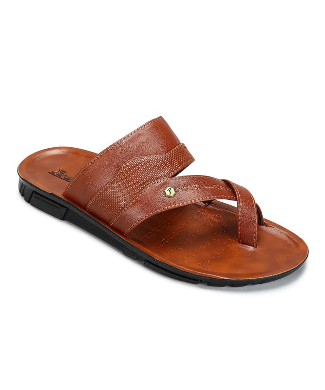 PARAGON Men's Slip On Tan Sandals | Trendy Casual Slip-on Sandals with Cushioned Footbed, and Durable Construction | Perfect for Everyday Casual Wear(UK: 6) - Image 1