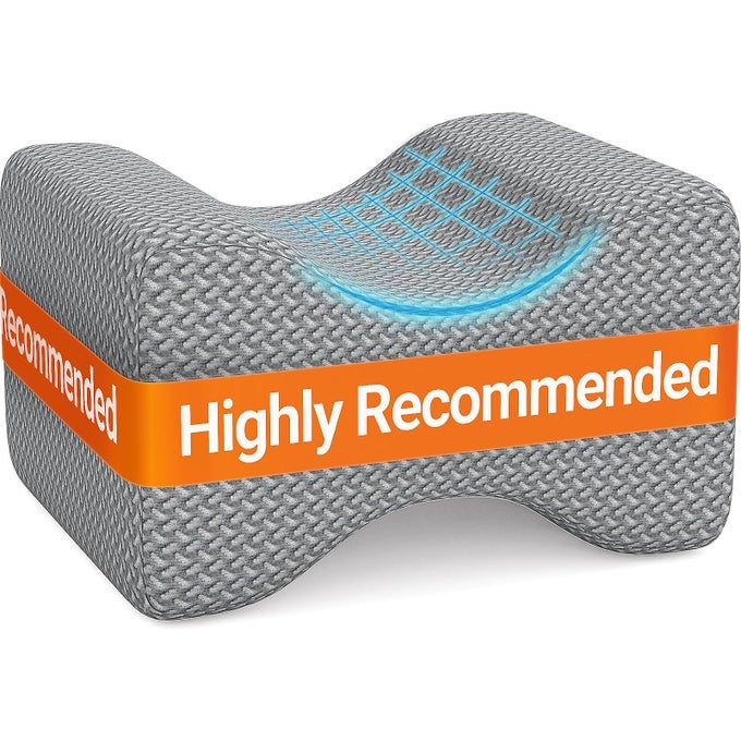 MEMORY FOAM KNEE PILLOW KNEE PILLOW FOR SIDE SLEEPERS LEG PILLOWS FOR SLEEPING BLOOD CIRCULATION ELEVATION PILLOW FOR SPINE ALIGNING SCIATICA BACK HIP KNEE ANKLE PAIN GREY