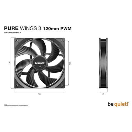 be quiet! Pure Wings 3 120mm Quiet PWM Case Fan | High Top-end Speed with Low Minimum RPM | Extraordinary air Pressure | BL105 - Image 3