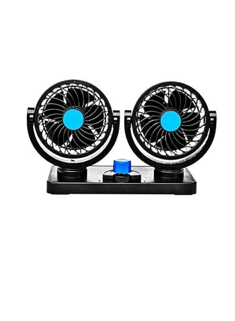 12V Electric Car Fan 360 Degree Rotatable Dual Head Car Auto Cooling Air Fan Powerful Quiet 2 Speed - Image 1